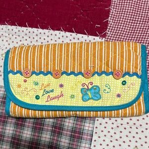 Striped Kids Wallet with Butterfly Design